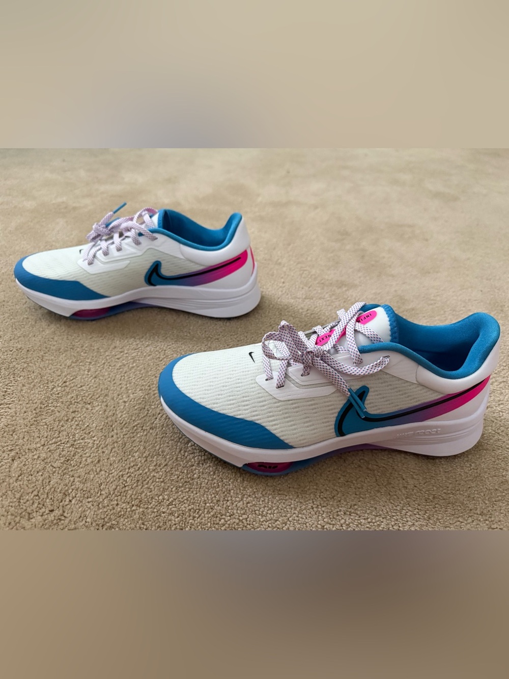Nike Air Zoom Infinity Tour NEXT Men’s Golf Shoes White/Aurora Blue/Pink Blast